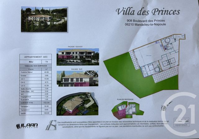 Appartement F4 &agrave; vendre - 4 pi&egrave;ces - 102 m2 - Mandelieu La Napoule - 06 - PROVENCE-ALPES-COTE-D-AZUR